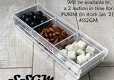 Engraved Lucite 3 Section Platter with White Marble Cover