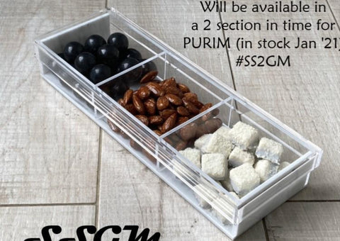 Engraved Lucite 3 Section Platter with White Marble Cover
