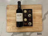 Engraved Wood Meat Board filled with mishloach manos