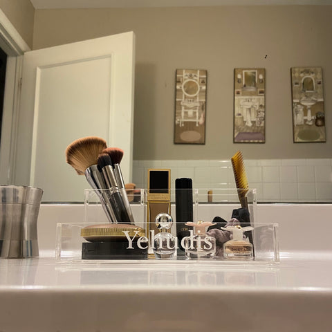 Monogrammed Lucite Make-up Organizer and Desk Caddy