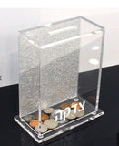 Lucite Gold Glitter Tzedaka Box Engraved