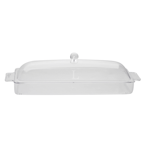 Monogrammed Lucite Long Tray with Cover
